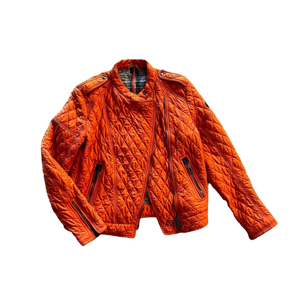 Bold Quilted Orange Bomber Jacket - image 6